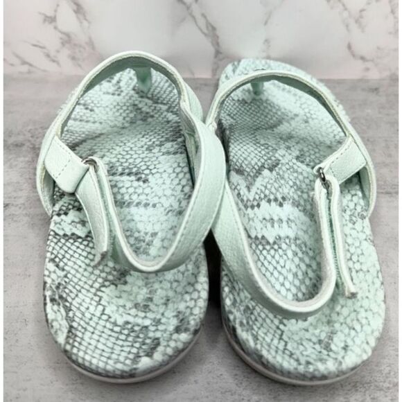 Vionic Leather Sandals Size 9 Tala T Strap Mint Green Snakeskin Print - Picture 5 of 8
